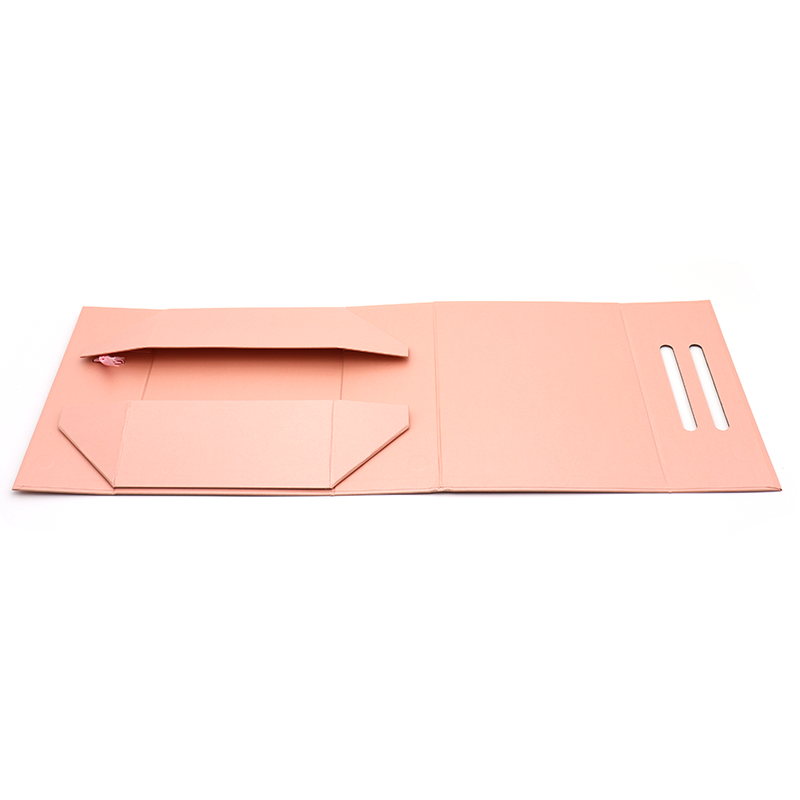 Niestandardowe logo drukowane składane papier płaski opakowanie kosmetyczne pakowanie prezentów różowe pola magnetyczne z uchwytem